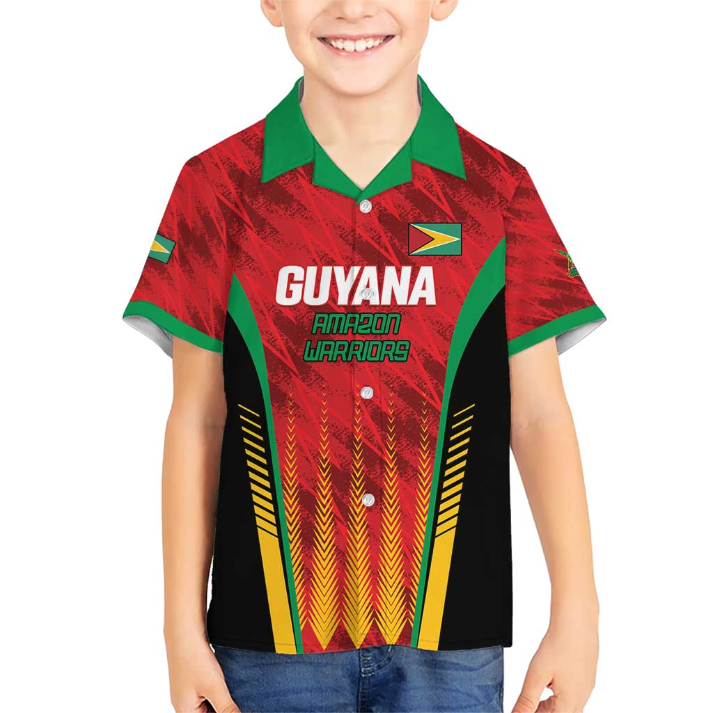 Custom Amazon Warriors Guyana Cricket Family Matching Short Sleeve Bodycon Dress and Hawaiian Shirt Ready For Glory Red Version - Wonder Print Shop