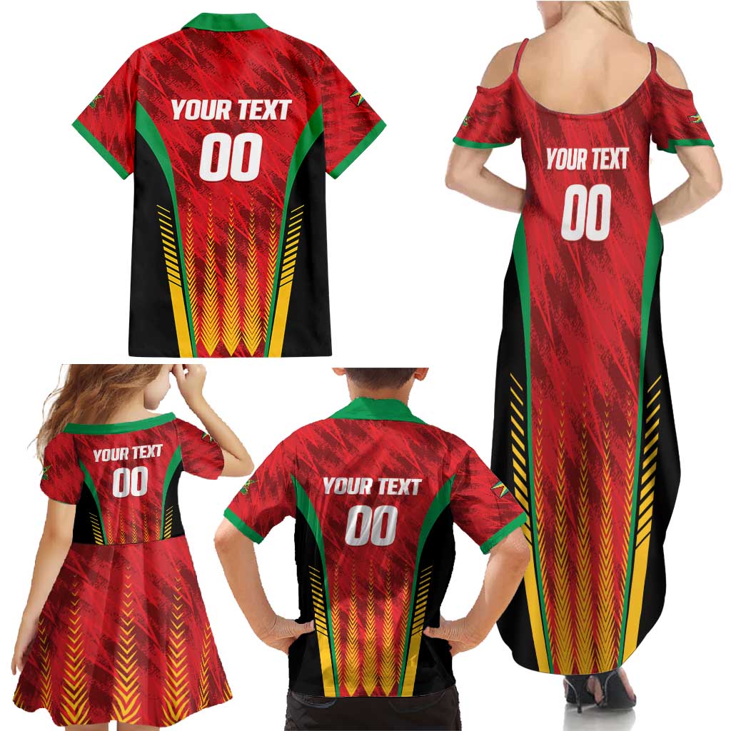 Custom Amazon Warriors Guyana Cricket Family Matching Summer Maxi Dress and Hawaiian Shirt Ready For Glory Red Version - Wonder Print Shop