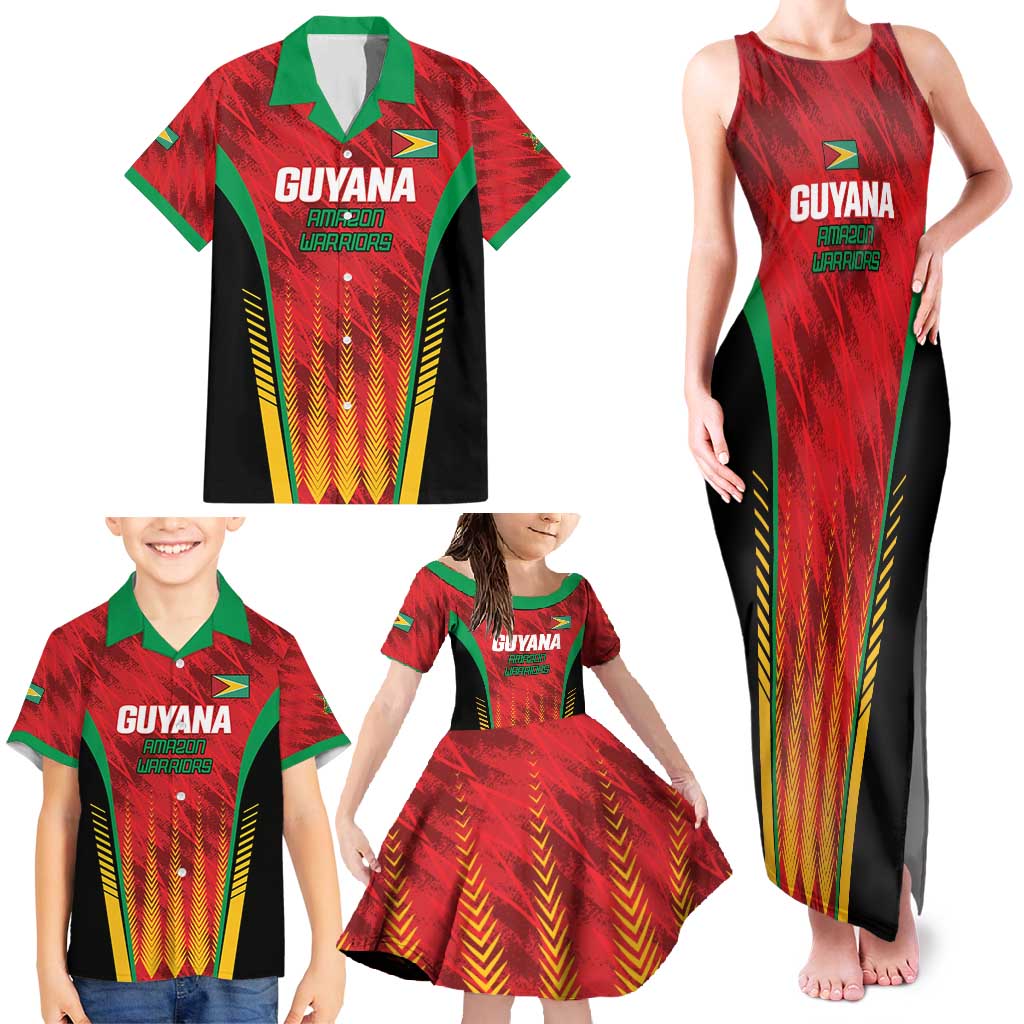 Custom Amazon Warriors Guyana Cricket Family Matching Tank Maxi Dress and Hawaiian Shirt Ready For Glory Red Version - Wonder Print Shop