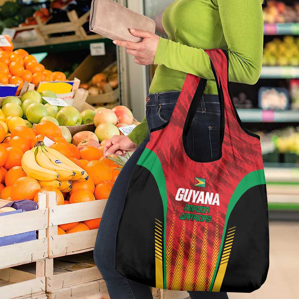 Custom Amazon Warriors Guyana Cricket Grocery Bag Ready For Glory Red Version - Wonder Print Shop