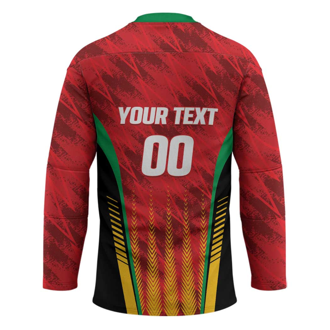 Custom Amazon Warriors Guyana Cricket Hockey Jersey Ready For Glory Red Version - Wonder Print Shop