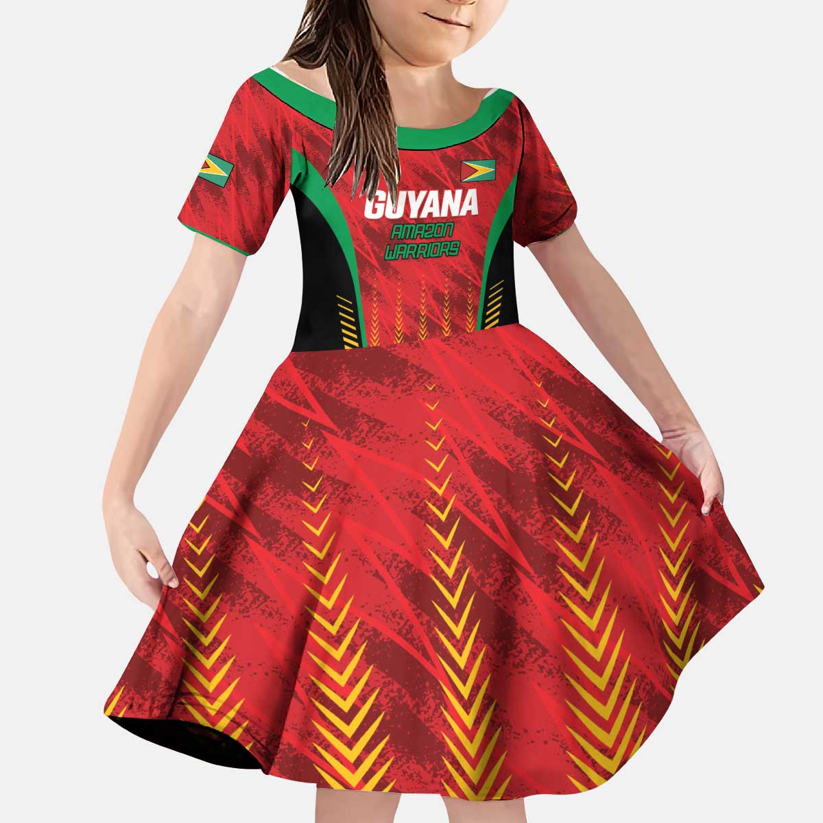 Custom Amazon Warriors Guyana Cricket Kid Short Sleeve Dress Ready For Glory Red Version - Wonder Print Shop