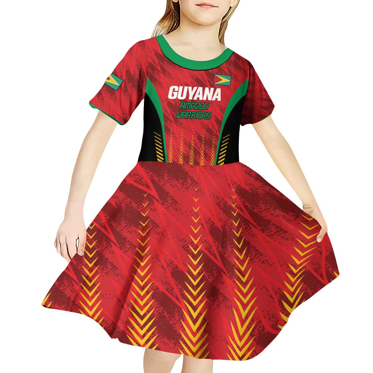 Custom Amazon Warriors Guyana Cricket Kid Short Sleeve Dress Ready For Glory Red Version - Wonder Print Shop