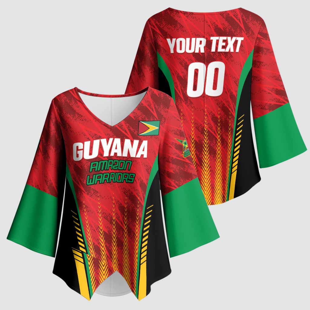 Custom Amazon Warriors Guyana Cricket Kimono Sleeve Blouse Ready For Glory Red Version - Wonder Print Shop