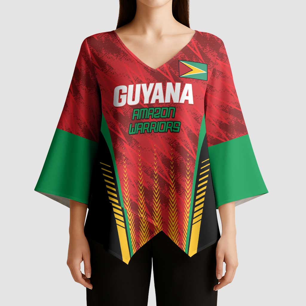 Custom Amazon Warriors Guyana Cricket Kimono Sleeve Blouse Ready For Glory Red Version - Wonder Print Shop