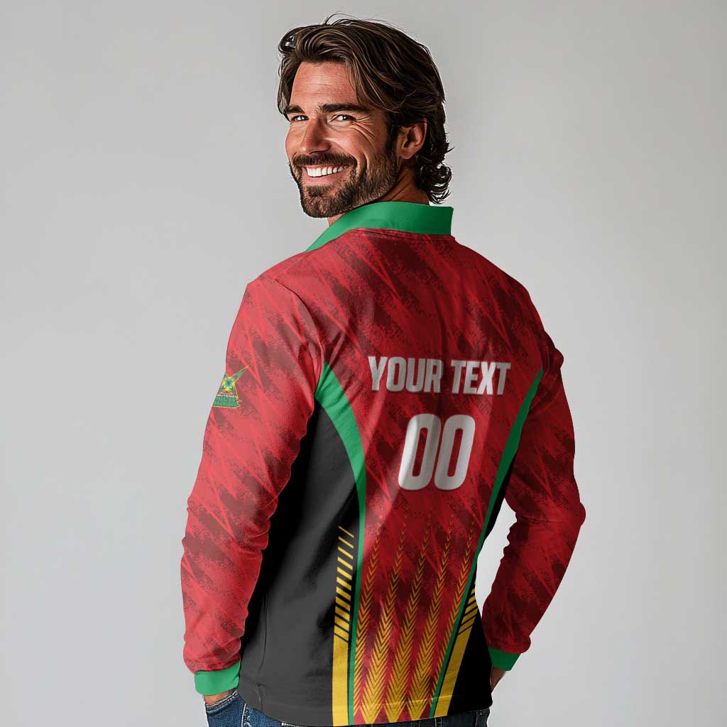 Custom Amazon Warriors Guyana Cricket Long Sleeve Polo Shirt Ready For Glory Red Version - Wonder Print Shop