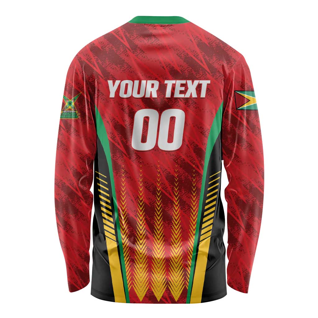 Custom Amazon Warriors Guyana Cricket Long Sleeve Shirt Ready For Glory Red Version - Wonder Print Shop
