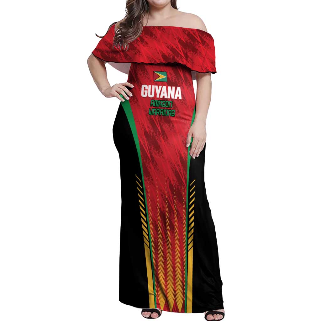 Custom Amazon Warriors Guyana Cricket Off Shoulder Maxi Dress Ready For Glory Red Version - Wonder Print Shop