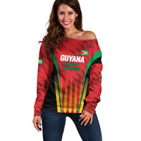 Custom Amazon Warriors Guyana Cricket Off Shoulder Sweater Ready For Glory Red Version - Wonder Print Shop