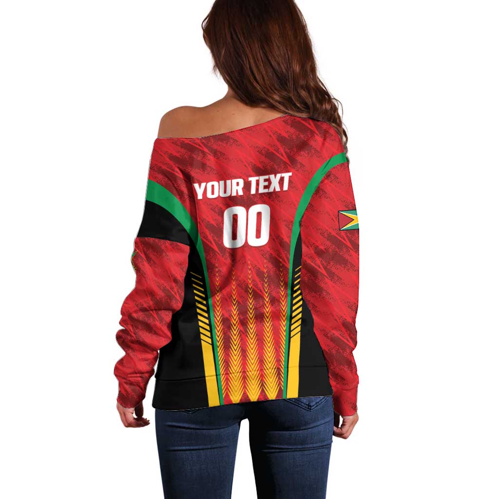 Custom Amazon Warriors Guyana Cricket Off Shoulder Sweater Ready For Glory Red Version - Wonder Print Shop