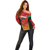 Custom Amazon Warriors Guyana Cricket Off Shoulder Sweater Ready For Glory Red Version - Wonder Print Shop