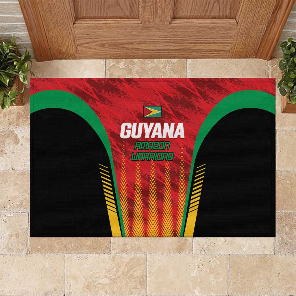 Custom Amazon Warriors Guyana Cricket Rubber Doormat Ready For Glory Red Version - Wonder Print Shop