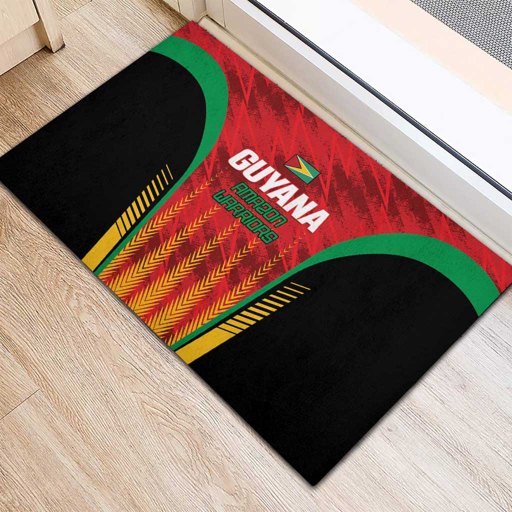 Custom Amazon Warriors Guyana Cricket Rubber Doormat Ready For Glory Red Version - Wonder Print Shop
