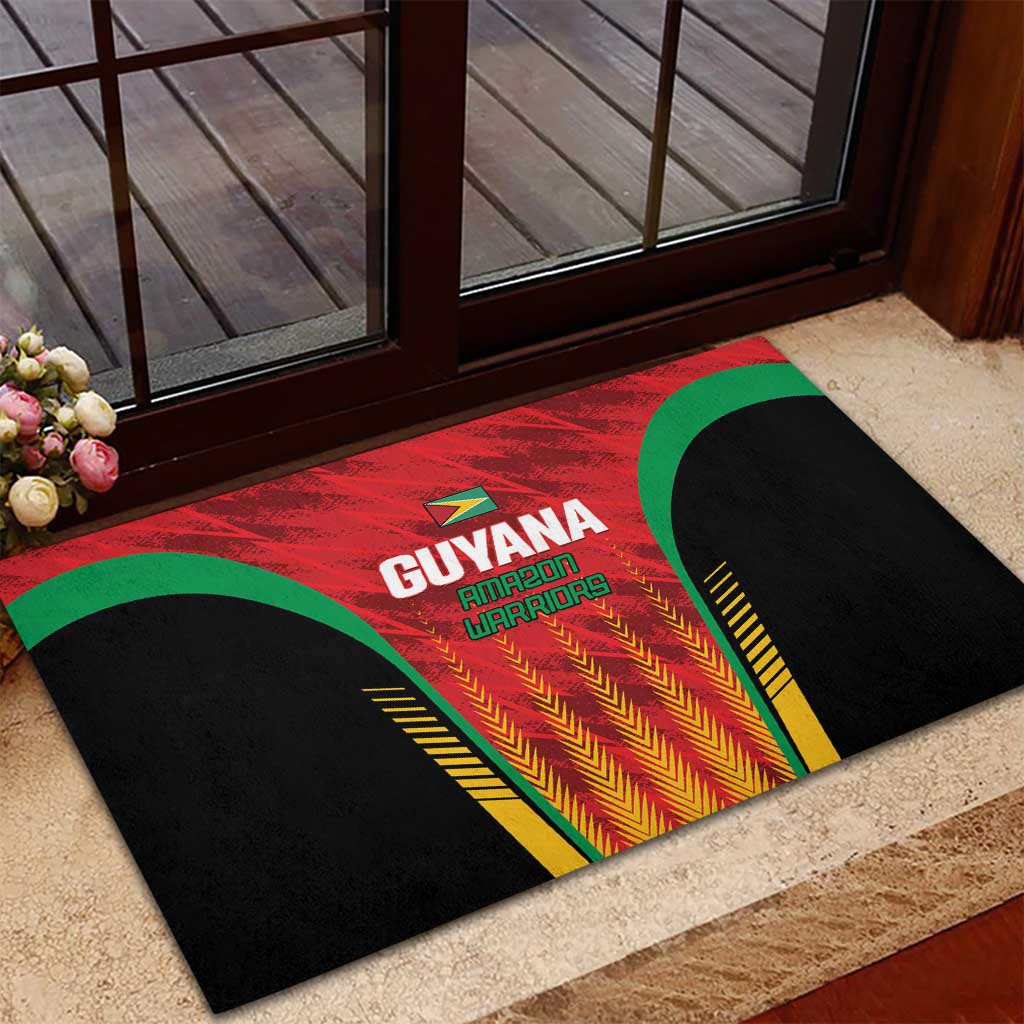 Custom Amazon Warriors Guyana Cricket Rubber Doormat Ready For Glory Red Version - Wonder Print Shop