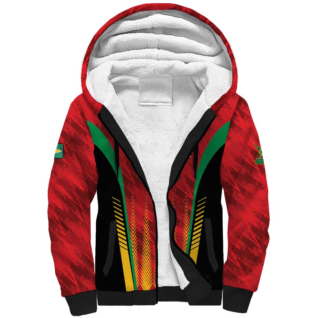 Custom Amazon Warriors Guyana Cricket Sherpa Hoodie Ready For Glory Red Version - Wonder Print Shop