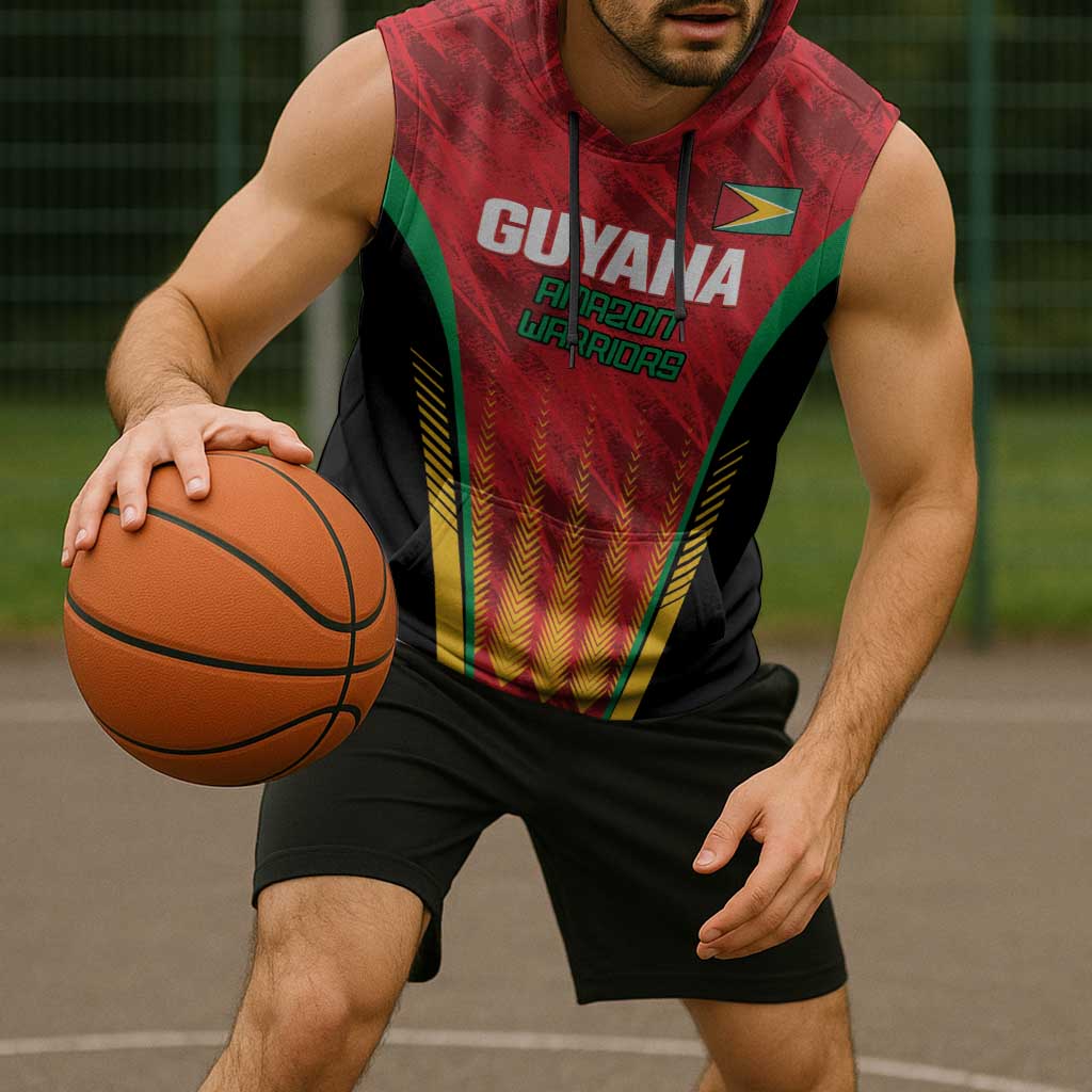 Custom Amazon Warriors Guyana Cricket Sleeveless Hoodie Ready For Glory Red Version - Wonder Print Shop