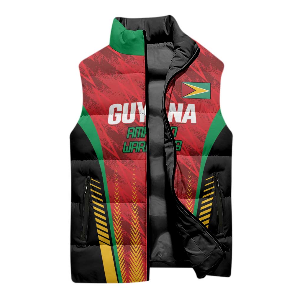 Custom Amazon Warriors Guyana Cricket Sleeveless Puffer Jacket Ready For Glory Red Version - Wonder Print Shop