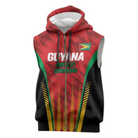 Custom Amazon Warriors Guyana Cricket Sleeveless Zip Hoodie Ready For Glory Red Version - Wonder Print Shop