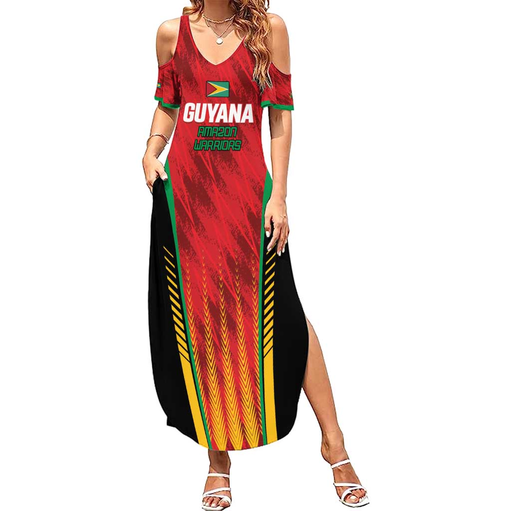 Custom Amazon Warriors Guyana Cricket Summer Maxi Dress Ready For Glory Red Version - Wonder Print Shop