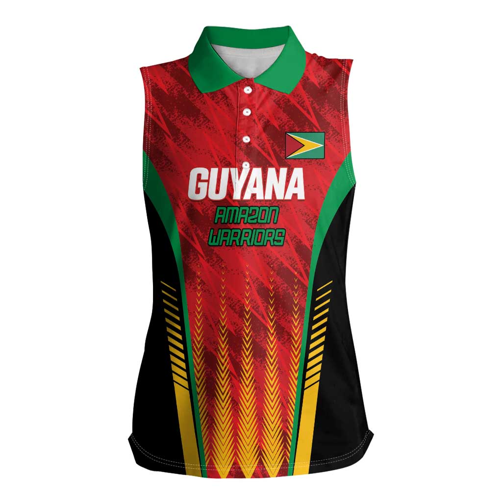 Custom Amazon Warriors Guyana Cricket Women Sleeveless Polo Shirt Ready For Glory Red Version - Wonder Print Shop
