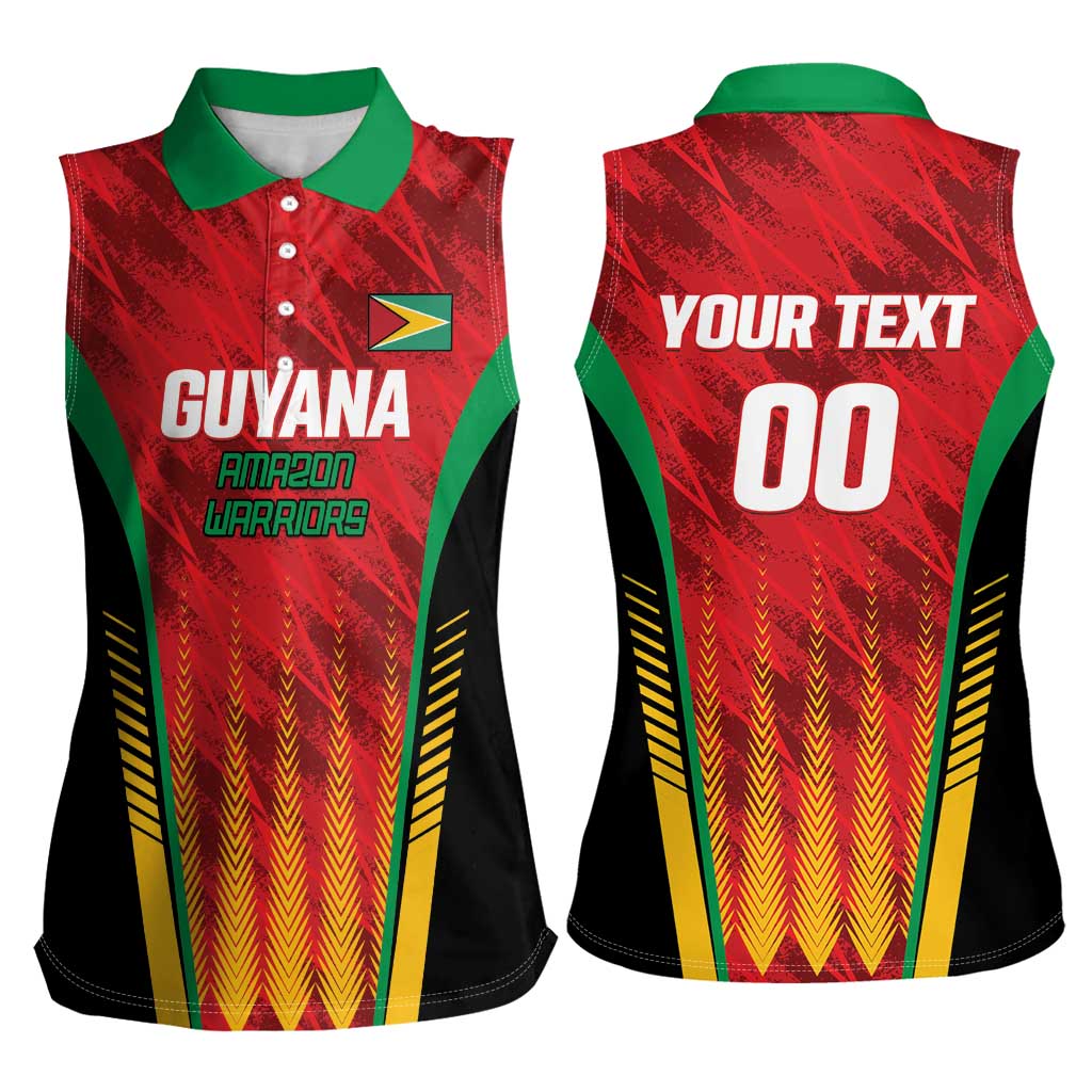 Custom Amazon Warriors Guyana Cricket Women Sleeveless Polo Shirt Ready For Glory Red Version - Wonder Print Shop