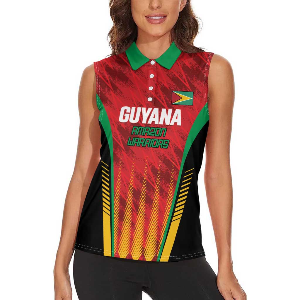 Custom Amazon Warriors Guyana Cricket Women Sleeveless Polo Shirt Ready For Glory Red Version - Wonder Print Shop