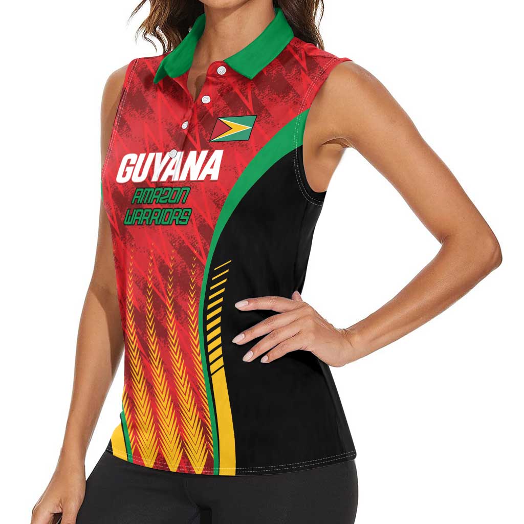 Custom Amazon Warriors Guyana Cricket Women Sleeveless Polo Shirt Ready For Glory Red Version - Wonder Print Shop