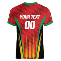 Custom Amazon Warriors Guyana Cricket Women V-Neck T-Shirt Ready For Glory Red Version - Wonder Print Shop