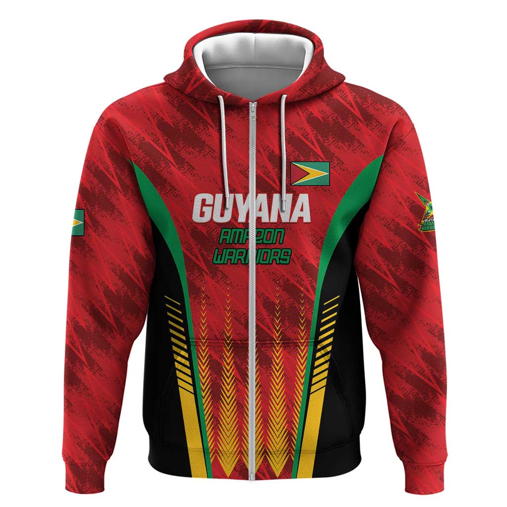 Custom Amazon Warriors Guyana Cricket Zip Hoodie Ready For Glory Red Version - Wonder Print Shop