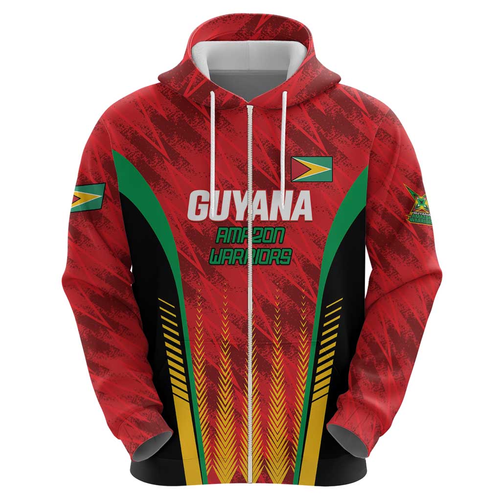 Custom Amazon Warriors Guyana Cricket Zip Hoodie Ready For Glory Red Version - Wonder Print Shop