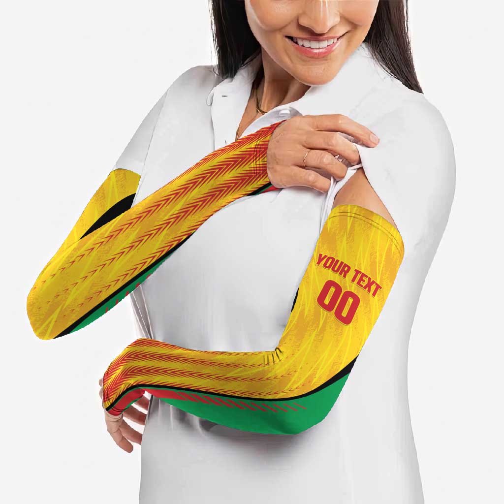 Custom Amazon Warriors Guyana Cricket Arm Sleeves Ready For Glory Yellow Version - Wonder Print Shop