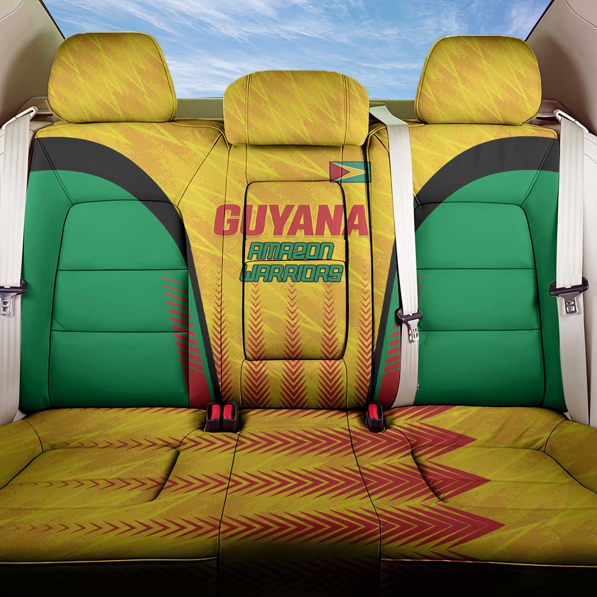 Custom Amazon Warriors Guyana Cricket Back Car Seat Cover Ready For Glory Yellow Version - Wonder Print Shop