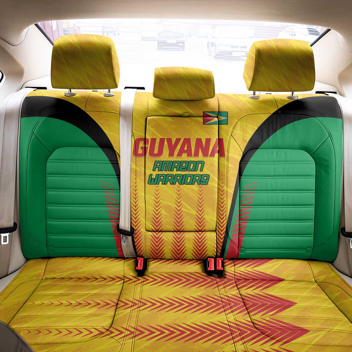 Custom Amazon Warriors Guyana Cricket Back Car Seat Cover Ready For Glory Yellow Version - Wonder Print Shop
