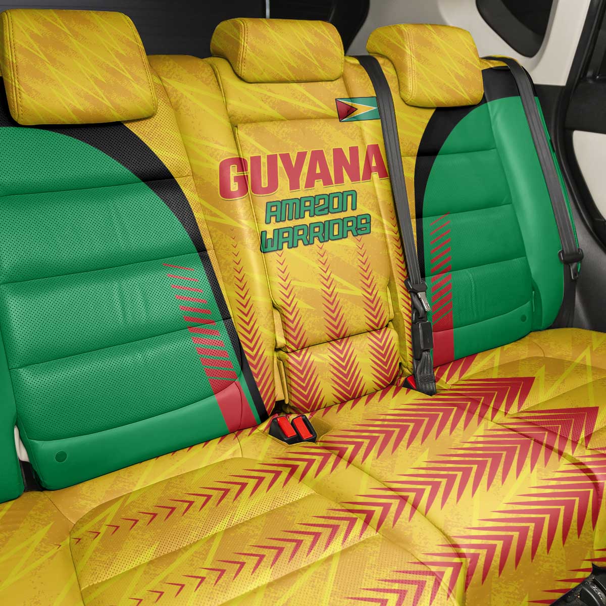 Custom Amazon Warriors Guyana Cricket Back Car Seat Cover Ready For Glory Yellow Version - Wonder Print Shop