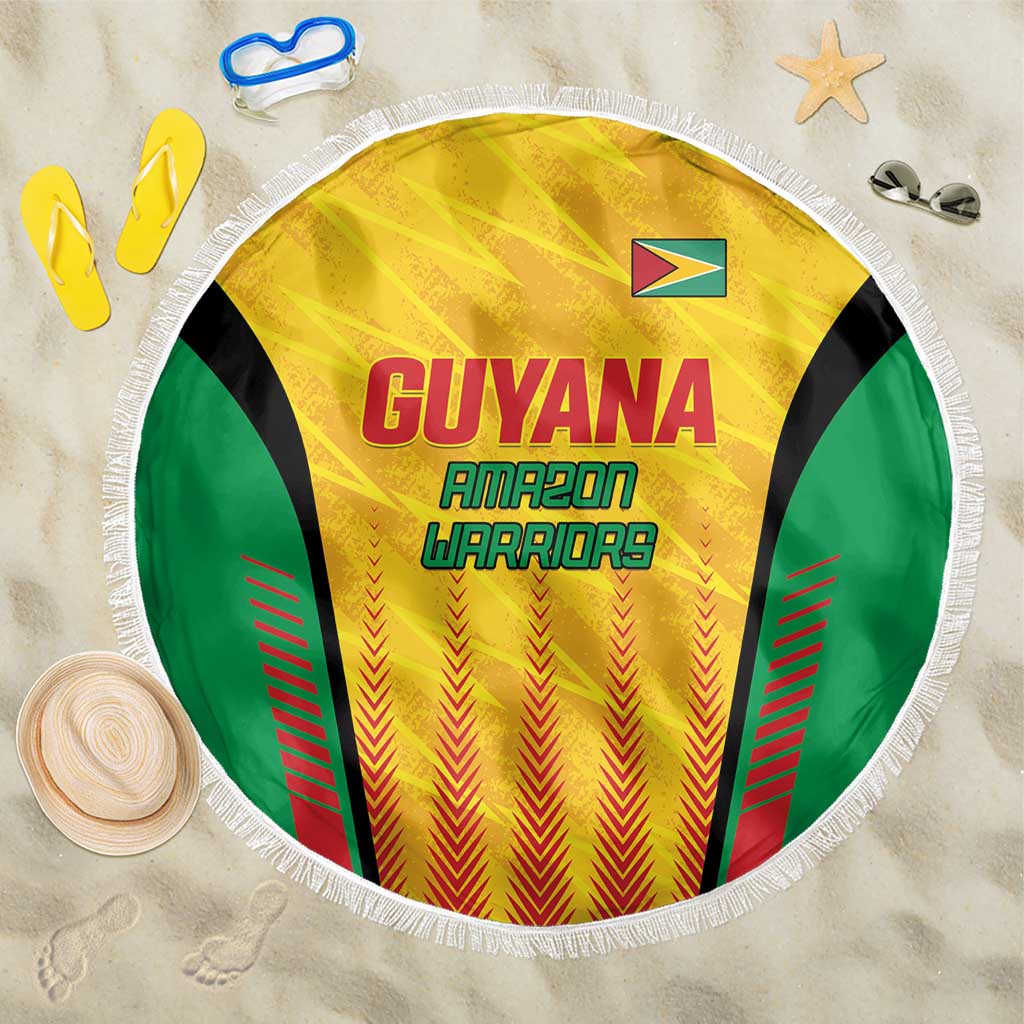 Custom Amazon Warriors Guyana Cricket Beach Blanket Ready For Glory Yellow Version - Wonder Print Shop
