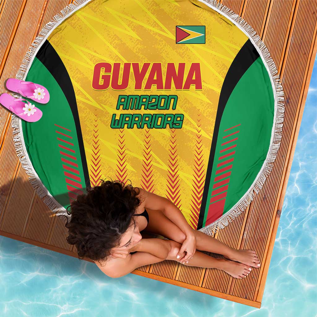 Custom Amazon Warriors Guyana Cricket Beach Blanket Ready For Glory Yellow Version - Wonder Print Shop