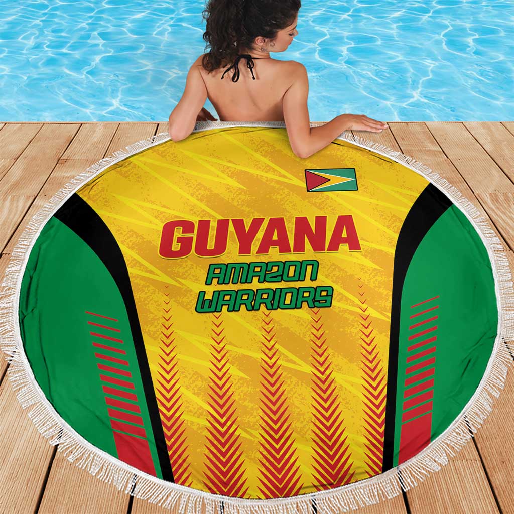 Custom Amazon Warriors Guyana Cricket Beach Blanket Ready For Glory Yellow Version - Wonder Print Shop