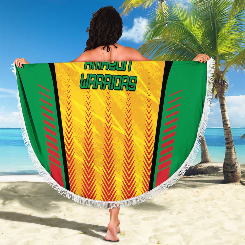 Custom Amazon Warriors Guyana Cricket Beach Blanket Ready For Glory Yellow Version - Wonder Print Shop