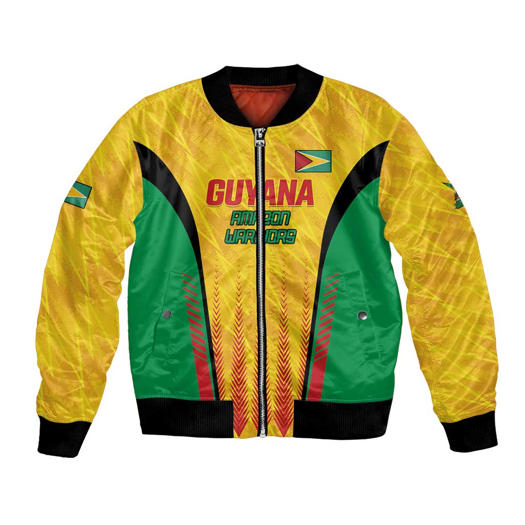 Custom Amazon Warriors Guyana Cricket Bomber Jacket Ready For Glory Yellow Version - Wonder Print Shop