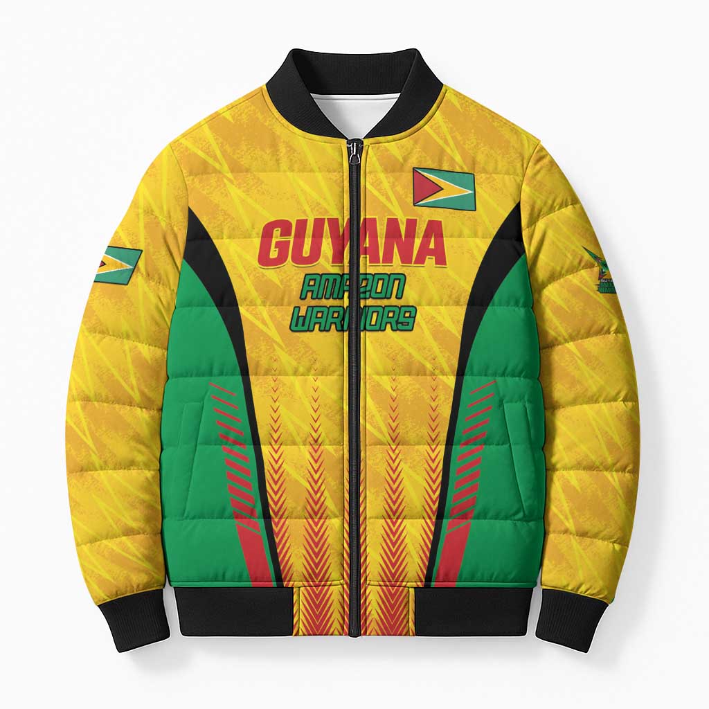 Custom Amazon Warriors Guyana Cricket Bomber Puffer Jacket Ready For Glory Yellow Version - Wonder Print Shop