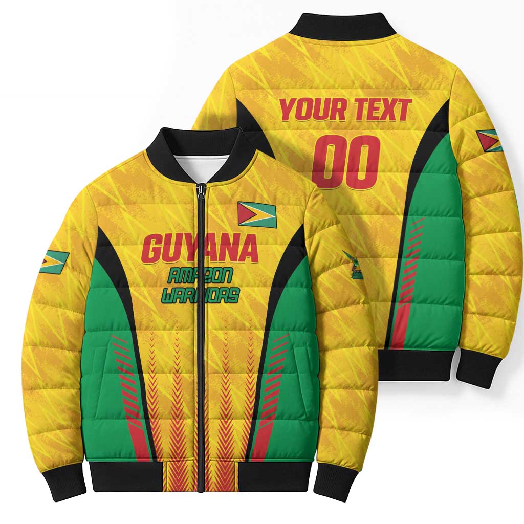 Custom Amazon Warriors Guyana Cricket Bomber Puffer Jacket Ready For Glory Yellow Version - Wonder Print Shop