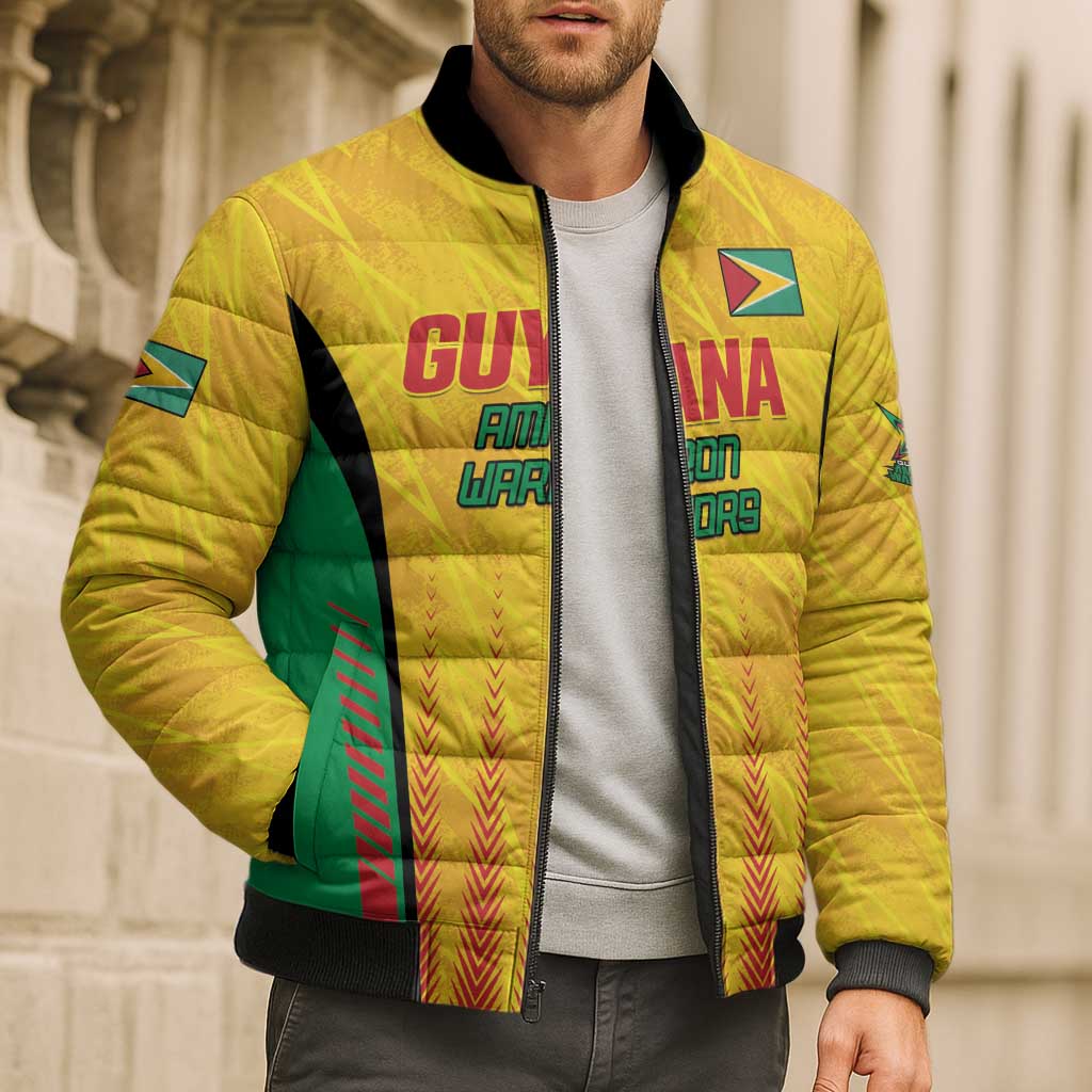 Custom Amazon Warriors Guyana Cricket Bomber Puffer Jacket Ready For Glory Yellow Version - Wonder Print Shop