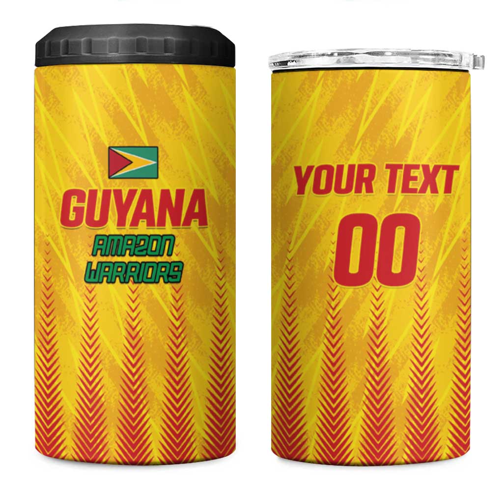 Custom Amazon Warriors Guyana Cricket 4 in 1 Can Cooler Tumbler Ready For Glory Yellow Version - Wonder Print Shop