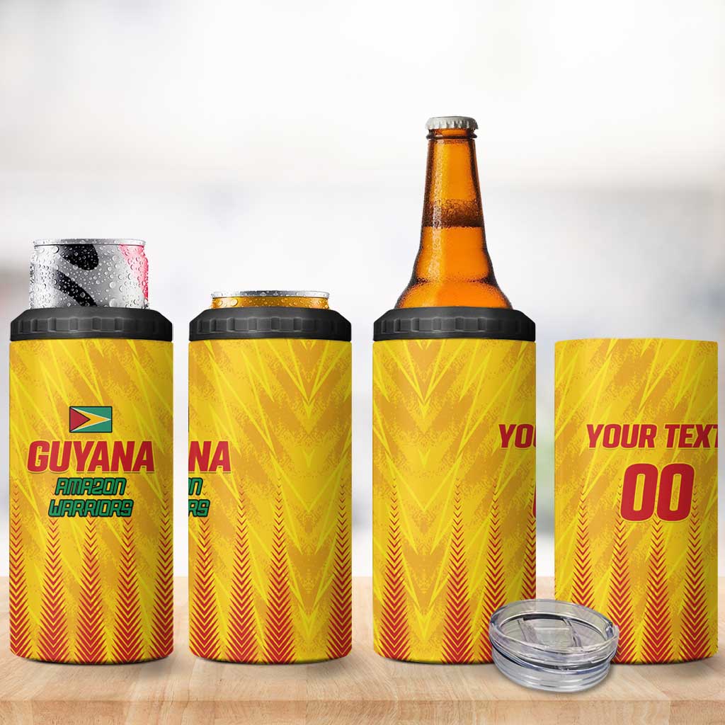 Custom Amazon Warriors Guyana Cricket 4 in 1 Can Cooler Tumbler Ready For Glory Yellow Version - Wonder Print Shop