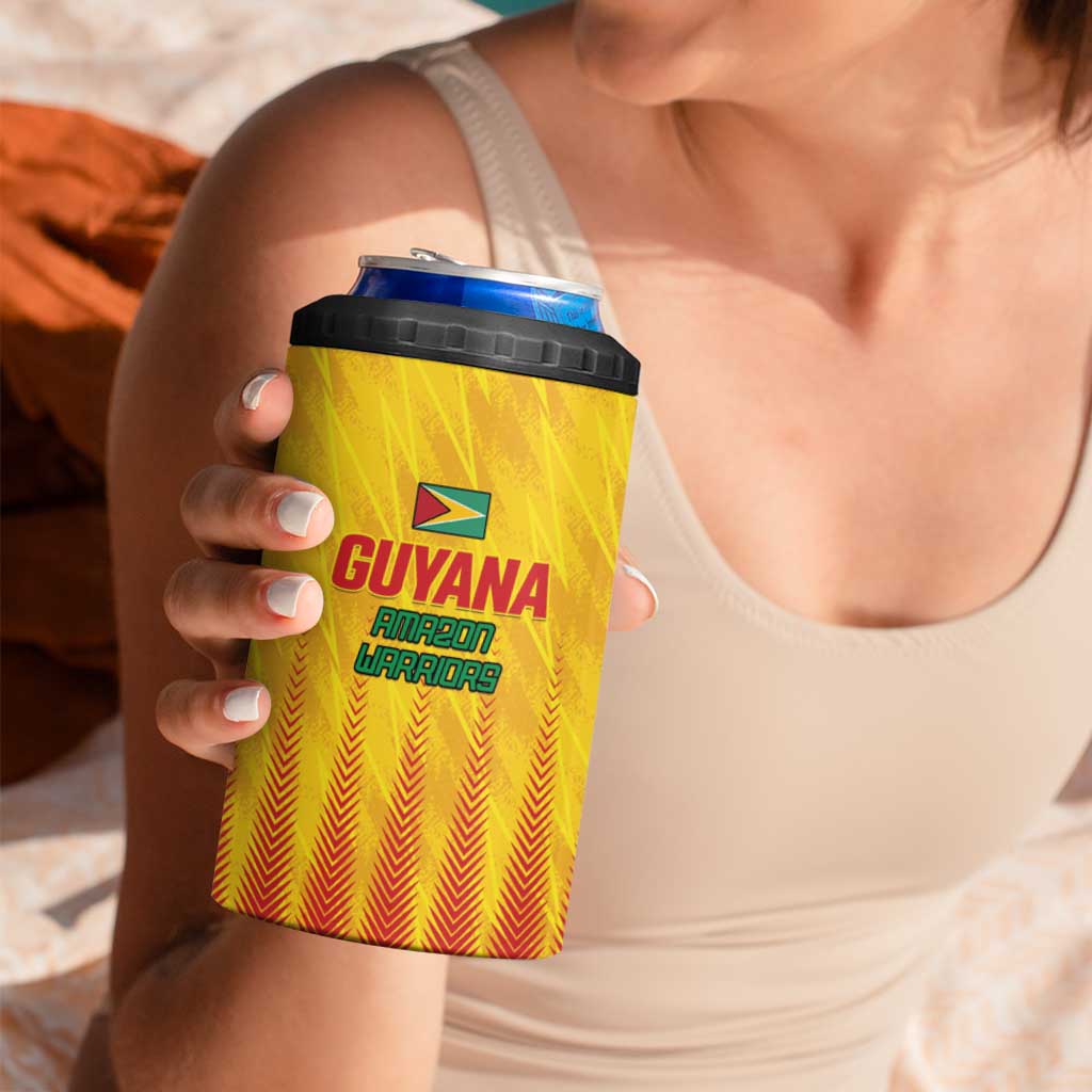 Custom Amazon Warriors Guyana Cricket 4 in 1 Can Cooler Tumbler Ready For Glory Yellow Version - Wonder Print Shop