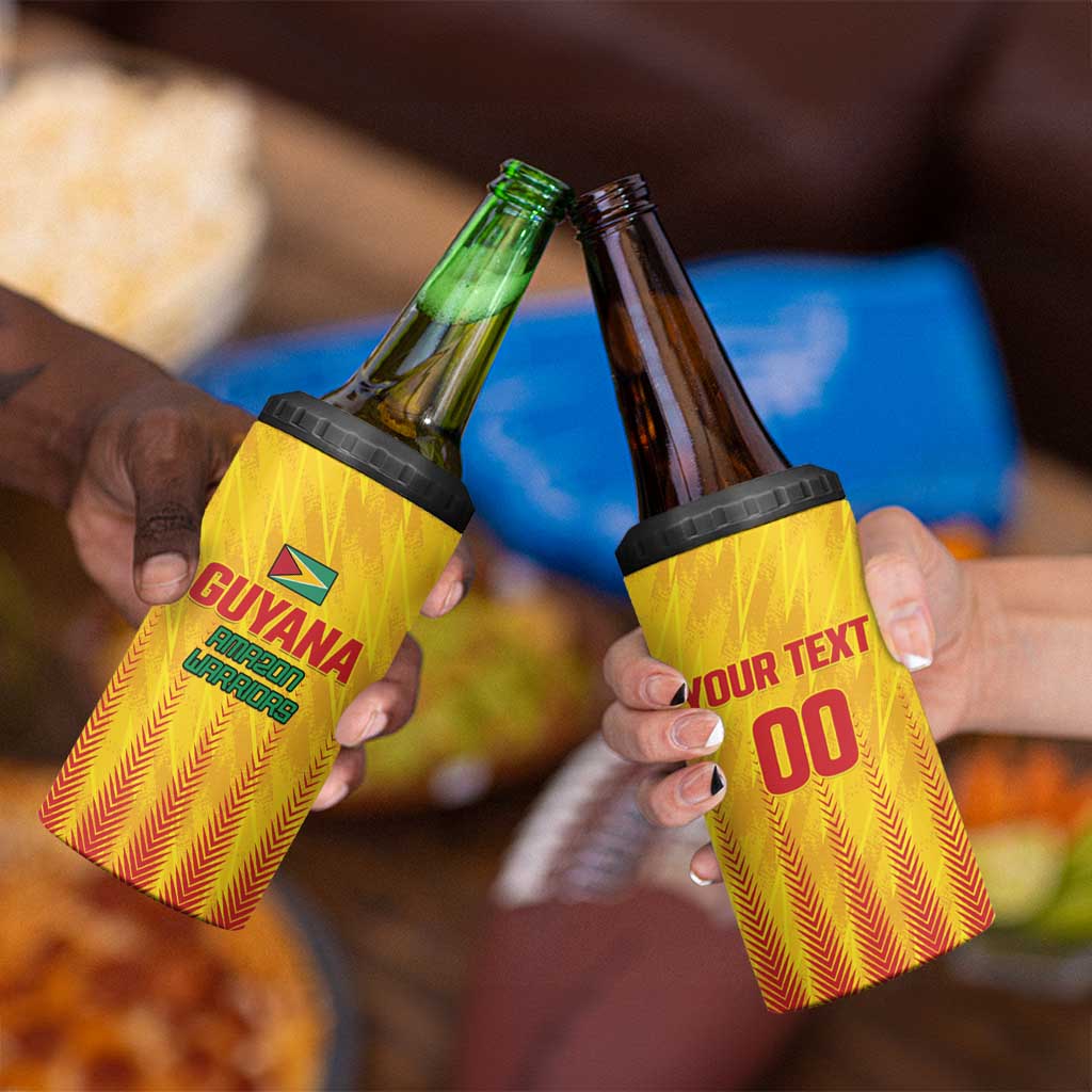 Custom Amazon Warriors Guyana Cricket 4 in 1 Can Cooler Tumbler Ready For Glory Yellow Version - Wonder Print Shop