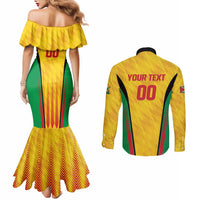 Custom Amazon Warriors Guyana Cricket Couples Matching Mermaid Dress and Long Sleeve Button Shirt Ready For Glory Yellow Version - Wonder Print Shop
