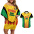 Custom Amazon Warriors Guyana Cricket Couples Matching Off Shoulder Short Dress and Hawaiian Shirt Ready For Glory Yellow Version - Wonder Print Shop