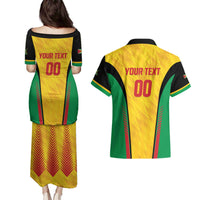 Custom Amazon Warriors Guyana Cricket Couples Matching Puletasi and Hawaiian Shirt Ready For Glory Yellow Version - Wonder Print Shop