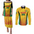 Custom Amazon Warriors Guyana Cricket Couples Matching Puletasi and Long Sleeve Button Shirt Ready For Glory Yellow Version - Wonder Print Shop
